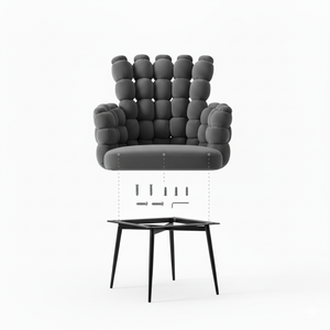 Set of 2 Modern Upholstered Accent Chairs in Gray with Elegant Black Metal Frame, Contemporary Plush Cushioned Seating for Home, Office, Living Room-Sona Casa