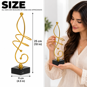 Gold Musical Note Sculpture – 10-Inch Metal Tabletop Décor