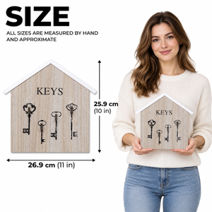 Wooden Wall Key Holder, 4 Hooks