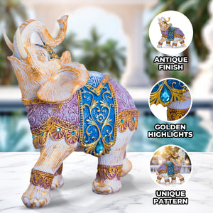 Elephant Statue, 8" Multicolor Animal Figurine, Sculptures, Coffee Table Decor, Ideal Housewarming Gift by Sona Casa