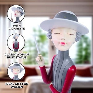 Woman Bust Statue with Hat and Cigarette, Classy Decorative Statue for Bedroom, Dresser, Vanity Table, Coffee Table Centerpiece Ladies Gift 13 inch 33 cm by Sona Casa