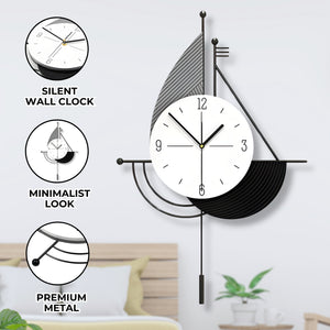 Decorative Wall Clock, 24" Abstract Metal Clock, Quiet, Battery Operated Home Office Decor by Sona Casa
