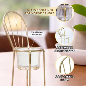 Candle Holder, Elegant Chair Design, Gold Decor, Metal Tabletop Centerpiece 6in, 15cm by Accent Collection