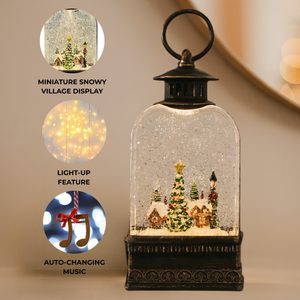Christmas Snow Globe Santa Claus and Tree, Music, Lights, Glitters, USB or Battery Operated Holiday Table Decor Gift-Sona Casa