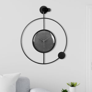 Large Black Silent Minimalist Metal Round Clock 24" Home Office Decor by Sona Casa
