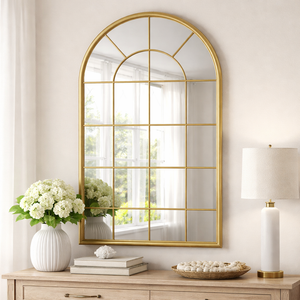 Arch Window Mirror, 103 cm Large Gold Decorative Wall Mirror for Living Room, Hallway & Bedroom by Sona Casa
