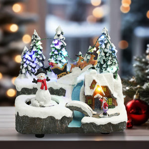 Christmas Village Set, Animated Figures, Musical Carousel, 6" Xmas Decor by Sona Casa