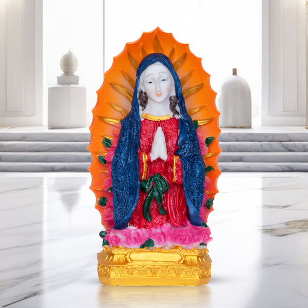 Blessed Virgin Mary Multicolor Statue, 8" Immaculate Heart Tabletop Decor