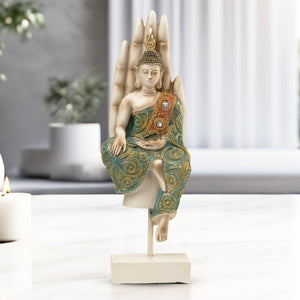Small Buddha Statue 12" Desktop Tabletop Decor for Home, Prayer Room, Pooja, Feng Shui Good Fortune, Housewarming Gift by Sona Casa