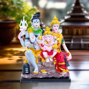 Shiva Parvati Ganesha Family Statue, 8" Diwali Gift Pooja Decor by Sona Casa