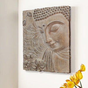 Buddha Wall Art for Living Room, 3D Wall Art, 22" Beige Wall Decor by Sona Casa