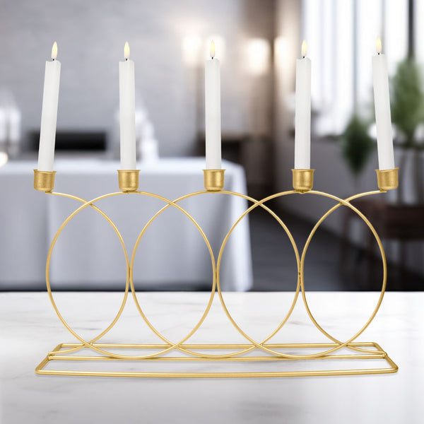 5 in 1 Metal Taper Candle Holder, 9" Mantel Table Decor, Xmas Diwali Gift