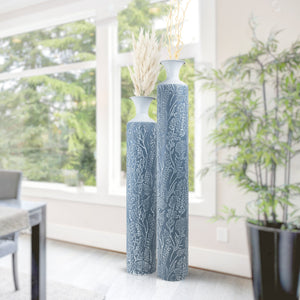 Luxury Metal Tall Vases, Large Floor Vase Set of 2, 32" and 40" Living Room, Home, Office Decor-Sona Casa