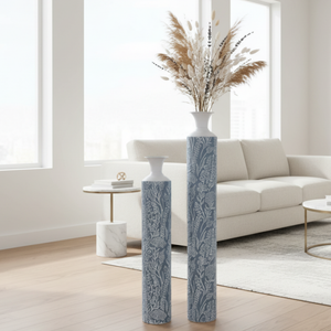 Luxury Metal Tall Vases, Large Floor Vase Set of 2, 32" and 40" Living Room, Home, Office Decor-Sona Casa