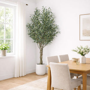 Large Nearly Natural Olive Tree with Black Olives, 200 cm Artificial Plant for Patio, Front Porch, Living Room, Indoor Outdoor Ornament, Home Decor by Sona Casa