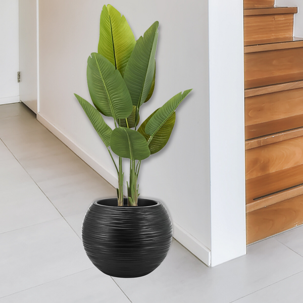 Round Black Plant Pot, Indoor Outdoor Home, Office, Patio, Front Porch, Backyard Decor, 13" Succulent Planter by Sona Casa