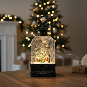 Christmas Snow Globe Santa Claus and Tree, Music, Lights, Glitters, USB or Battery Operated Holiday Table Decor Gift-Sona Casa