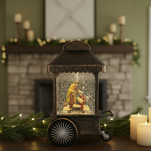 Christmas Nativity Snow Globe, Holy Family Xmas Table Ornament, USB or Battery Operated with Music, Snow Flake, Lights, Decor Gift-Sona Casa