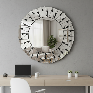 Large 3 ft Frameless Round Glass Mirror, Modern Design, Thick High Quality Glass, Easy to Hang-Sona Casa