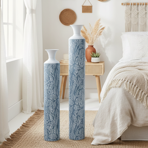 Luxury Metal Tall Vases, Large Floor Vase Set of 2, 32" and 40" Living Room, Home, Office Decor-Sona Casa