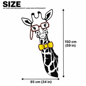 Giraffe DIY Acrylic Wall Stickers and Decals with Glasses and Yellow Bow Tie for Kids' Rooms and Nurseries