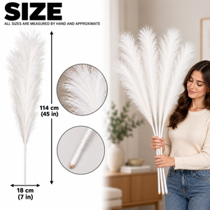 White Artificial Pampas Grass, Set of 4, 45-Inch Bendable Stems