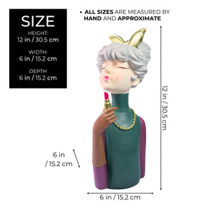 Chic Woman Statue with Lipstick, Vanity Table Decor, Bathroom Dresser Decor, Ideal Gift for Women Multicolor Polyresin by Sona Casa