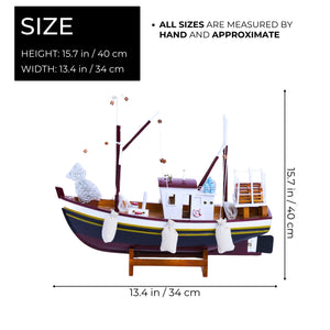 Wood Sailboat Model, 16" Nautical Desk Sculpture, Coastal Table Decor by Sona Casa