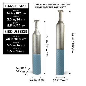 Large Metal Floor Vases, Tall Vase Set of 2, 42" and 36" Large Decorative Pots for Pampas Grass by Sona Casa