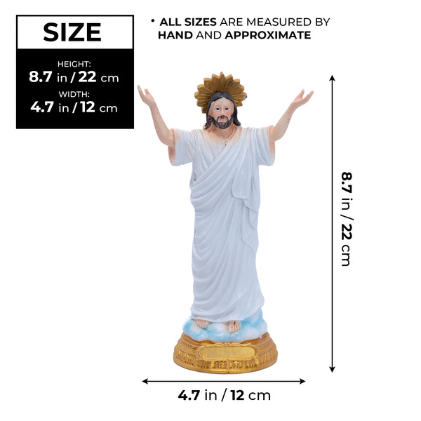 Resurrection Of Jesus Christ Statue, White Polyresin, 9" Small Altar Decor