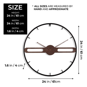 Large Wall Clock 24" Minimalist Modern Decor for Home Office by Sona Casa