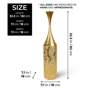 Large Gold Tall Vase, Tall Floor Vase for Living Room, Hallway, Entryway, Metal Home Decor 32 inch 82 cm by Sona Casa