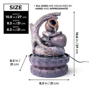 Indoor Water Fountain, 11" Tiered Desktop Waterfall for Home, Office, Relaxing Water Feature, Adjustable Pump by Sona Casa