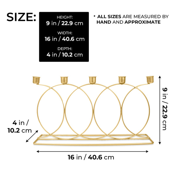 5 in 1 Metal Taper Candle Holder, 9" Mantel Table Decor, Xmas Diwali Gift