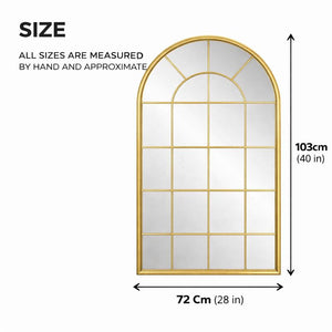 Arch Window Mirror, 103 cm Large Gold Decorative Wall Mirror for Living Room, Hallway & Bedroom by Sona Casa