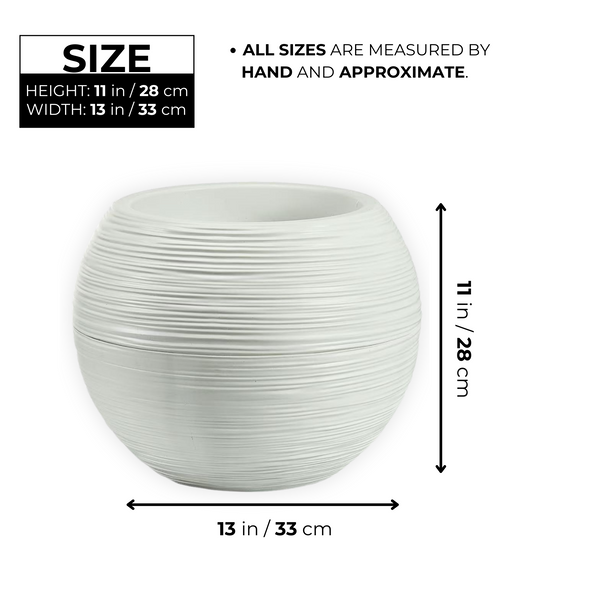 Round White Plant Pot, Indoor Outdoor Home, Office, Patio, Front Porch, Backyard Decor, 13" Succulent Planter by Sona Casa