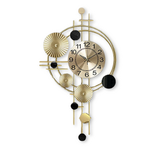 Extra Large Gold Wall Clock, Decorative Vertical Clock for Living Room, Silent 31" Modern Oversized Metal Wall Decor by Sona Casa