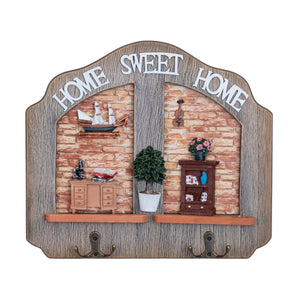 Rustic Wooden Key Holder Wall Mount With 2 Double Hooks, 10" Entryway Farmhouse Home, Office Decorative Key Rack Hanger, Gifts by Sona Casa