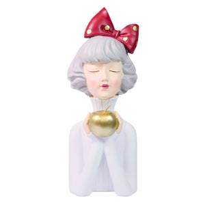 Chic Female Statue Tabletop Decor, Office Cubicle Decor, Coffee Table Ornament, Bedroom Dresser Vanity Table Decor White Gold Polyresin 15 inch 38 cm by Sona Casa