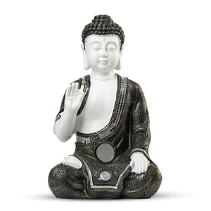 Small Buddha Statue, Antique White Decor, 10" Altar Meditation Room Decor by Sona Casa