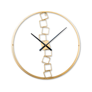Gold Metal Wall Clock, 24" Silent Non Ticking Decorative Abstract Design by Sona Casa
