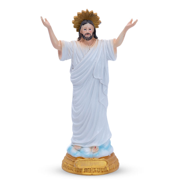 Resurrection Of Jesus Christ Statue, White Polyresin, 9" Small Altar Decor