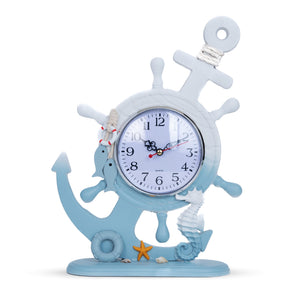 Wooden Anchor with Clock Decorative Tabletop Statue, Marine Decor, Cottage, Office, Bedroom, Living Room, Home Decoration, Gift by Sona Casa