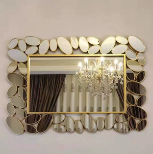 Decorative Wall Mirror with Gold Frame, Lightweight, High Quality Glass, Vertical & Horizontal Mount, Gift-Sona Casa