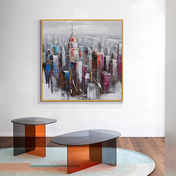 Textured Wall Art - Original Hand-Painted Abstract Building Canvas, Modern Art Home Decor, Perfect Gift for Art Lovers and New Homeowners by Sona Casa