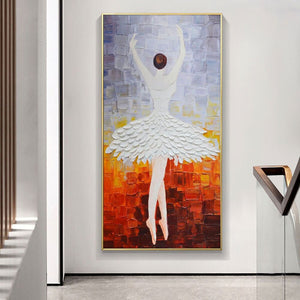Abstract Dancer Art - Contemporary Ballerina in White Skirt Painting, Framed Ballet Art for Home Decor, Perfect Gift for Art Enthusiasts by Sona Casa