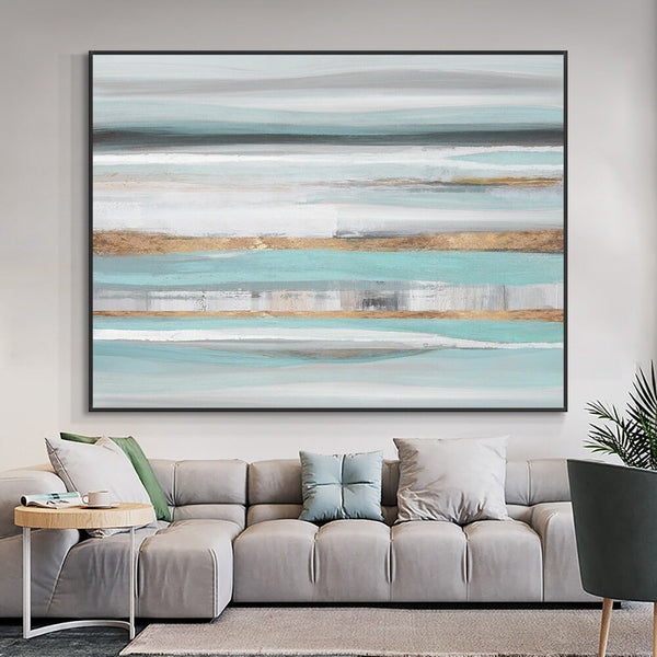 Original Painting on Canvas, Textured Seascape Abstract, Contemporary Office Wall Decor by Sona Casa