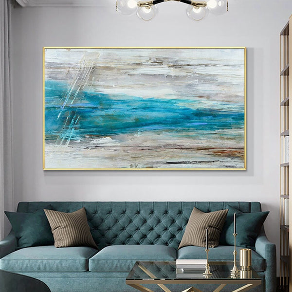 Blue Abstract Art, Handmade Large Canvas Painting, Modern Living Room Decor, Unique Housewarming Gift by Sona Casa