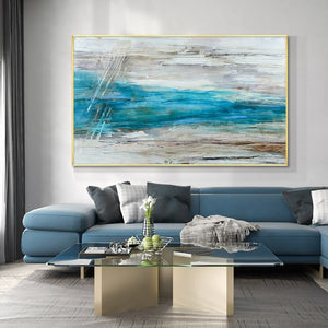 Blue Abstract Art, Handmade Large Canvas Painting, Modern Living Room Decor, Unique Housewarming Gift by Sona Casa