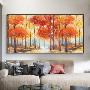 Original Abstract Tree Painting - Vibrant Orange and Yellow Canvas Art, Contemporary Wall Decor for Living Spaces, Thoughtful Birthday Gift by Sona Casa